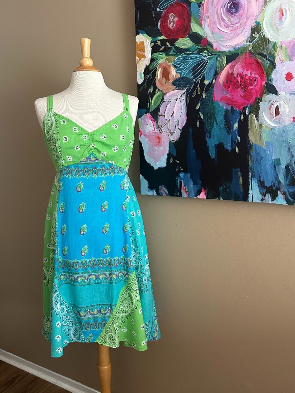 Boho Paisley Sundress L Anthro Free People Vibe